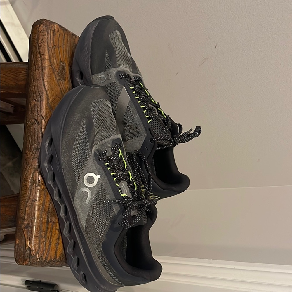 On Running Charcoal and Lime Sneakers
